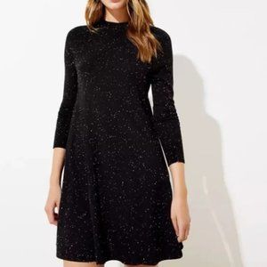 Flecked Mock Neck Swing Sweater Dress
